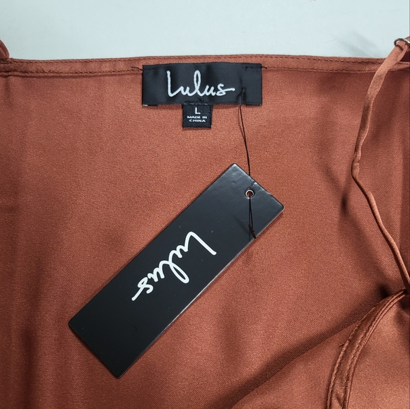 Lulu's Sweetest Kiss Rust Orange Satin Lace Cami Top - Picture 13 of 16